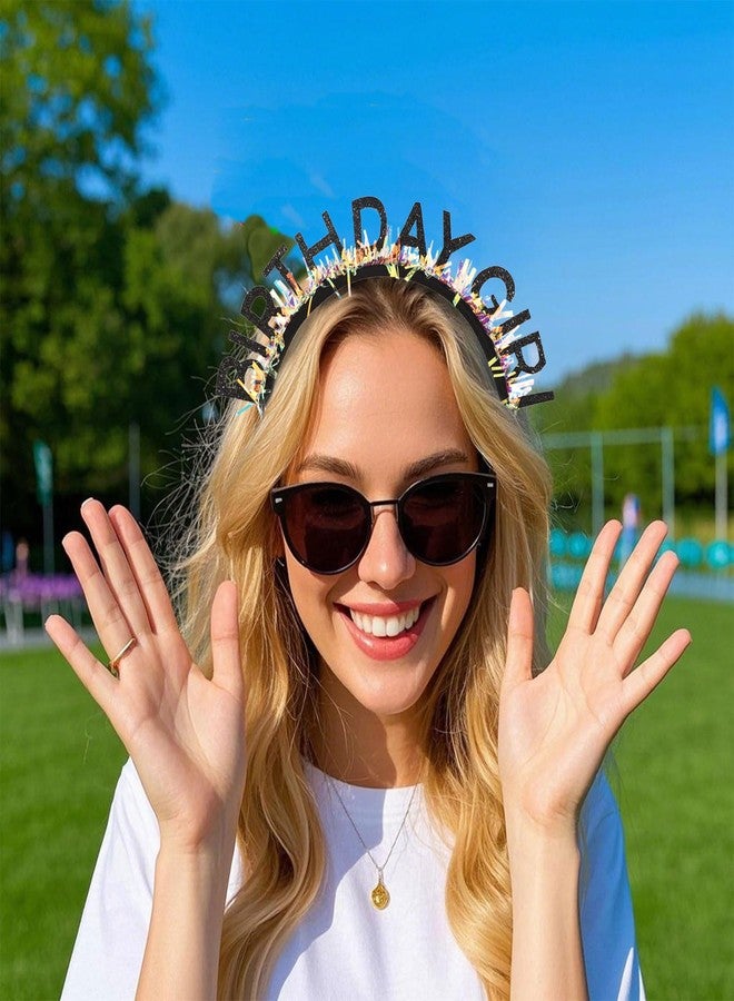 Jaciya Birthday Girl Glitter Headband for Women Girls Sparkling Black Party Hair Accessories with Confetti Tinsel - Image 2